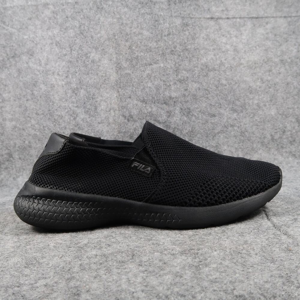 Fila Shoes Womens 9.5 Casual Slip On Sneaker Black Knit Comfort Walking Loafer